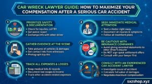 Car wreck lawyer guide explaining how to maximize compensation after a serious car accident and legal steps for injury claims
