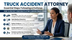 Truck accident attorney helping victims file a truck crash compensation claim after a serious commercial vehicle accident.